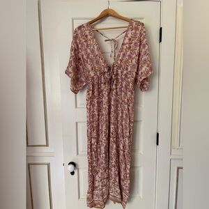 pink floral midi dress